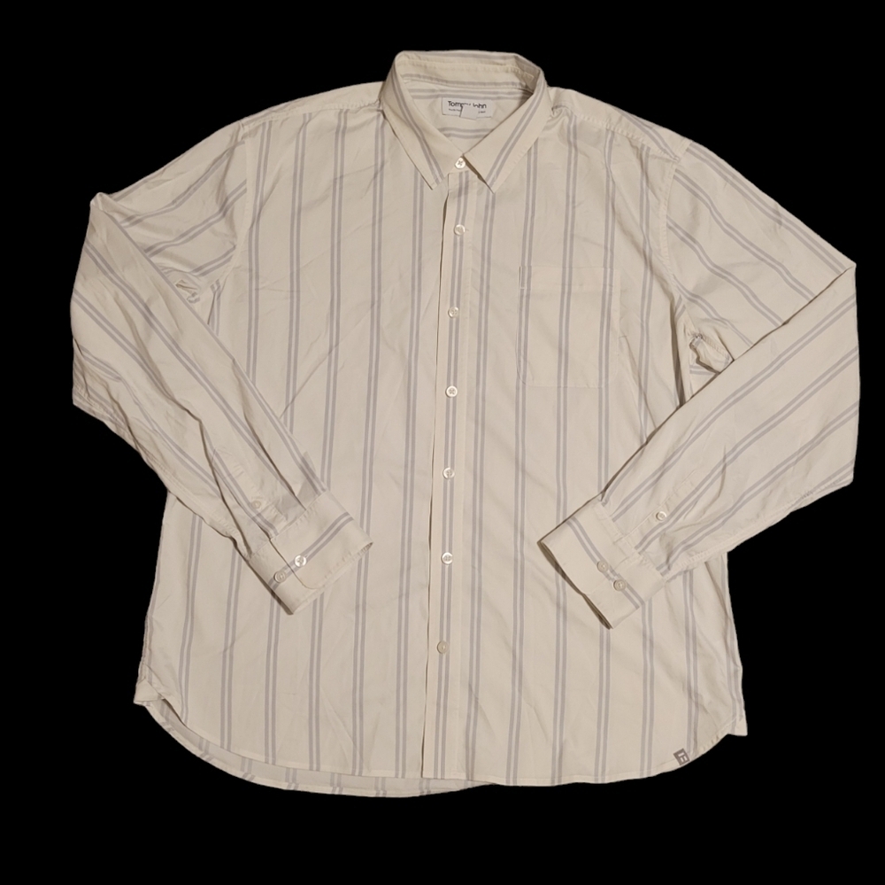 Tommy John The Go Anywhere Un-Tucked Shirt Men's Size XL Long Sleeves Stripes - Picture 2 of 9